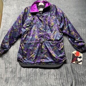VTG‎ Havoc Ski Jacket Anorak Women's 10 Purple Abstract Print 80s 90s Light NOS